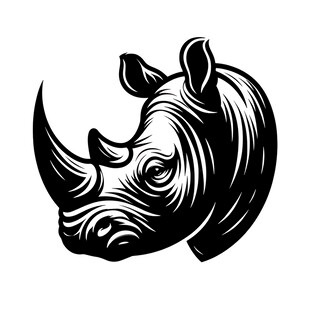 犀牛头部黑白简约插画