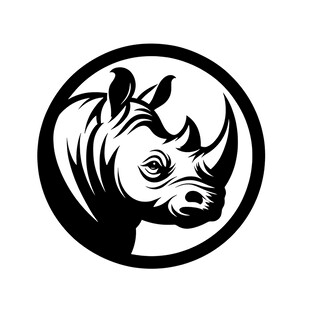 犀牛圆形黑白简约标志