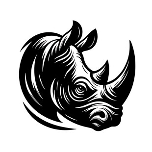 犀牛头像黑白简约设计