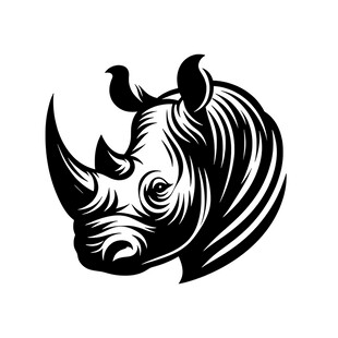 犀牛黑白线条艺术头像