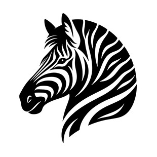 斑马头部黑白简约图案