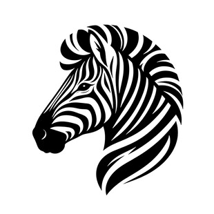 斑马头部黑白简约图案