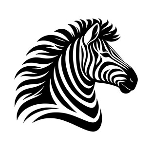 斑马头部黑白线条艺术图