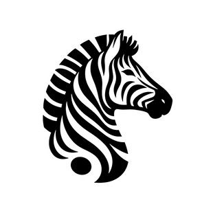 斑马头部黑白简约图案
