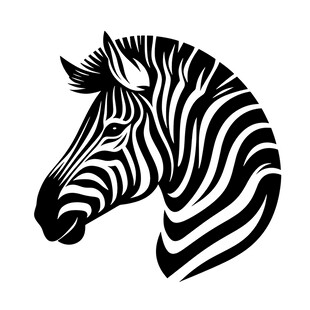 斑马头部黑白简约图案