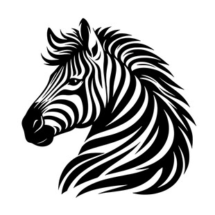 斑马头部黑白线条艺术图案