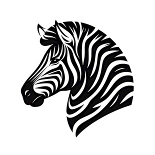 斑马头部黑白简约图案