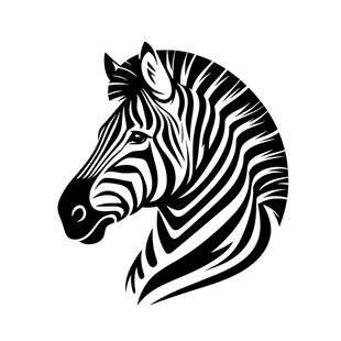 斑马头部黑白简约矢量图
