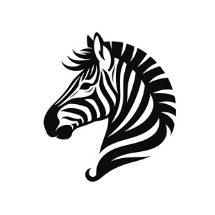 斑马头部黑白简约标志