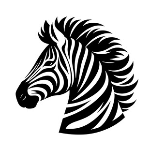 斑马头部黑白简约图案