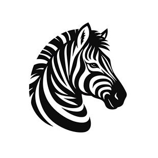 斑马头部黑白简约图案