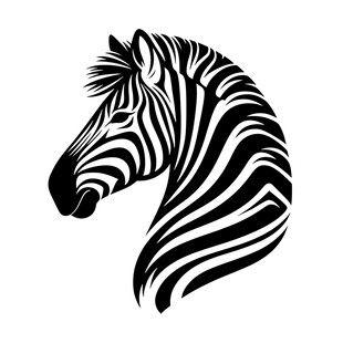 斑马头部黑白线条艺术图