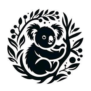 考拉栖息于枝叶间图案