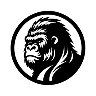 圆形轮廓中的猩猩头像