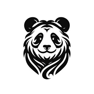 熊猫头像简约黑白标志