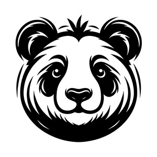 熊猫头像黑白简约图案