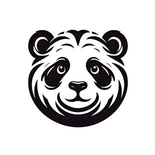 熊猫头像简约黑白图案