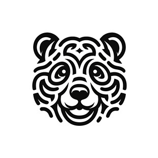熊头图案线条艺术设计