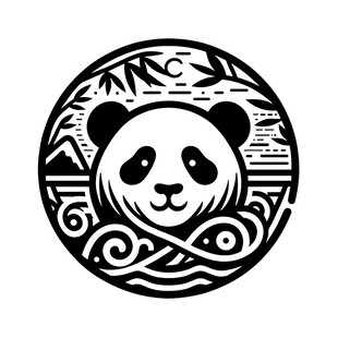 熊猫圆形图案艺术设计