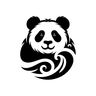 熊猫海浪创意标志图案