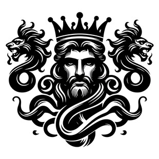 王者之姿双龙头环绕肖像