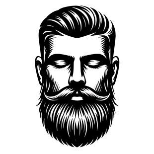 时尚胡须男士头像插画