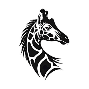 长颈鹿头部黑白简约图案