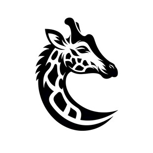 长颈鹿简约黑白标志图案