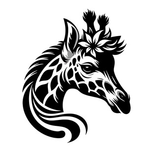 长颈鹿创意黑白线条头像