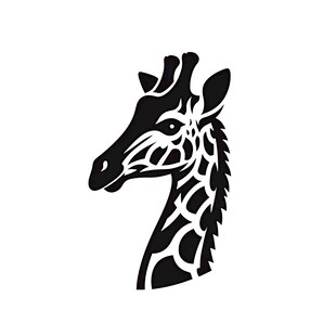 长颈鹿简约黑白头部图案