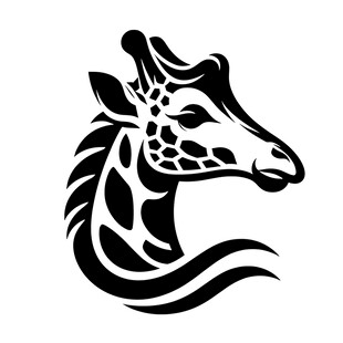 长颈鹿简约黑白线条图案