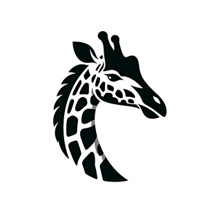长颈鹿简约黑白头部图案
