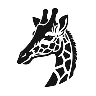 长颈鹿简约黑白头像图案