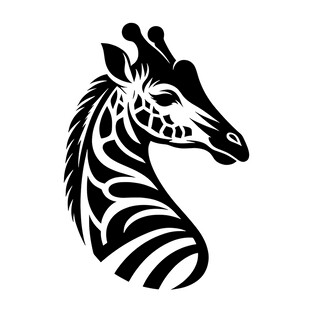 斑马长颈鹿混合头部图案