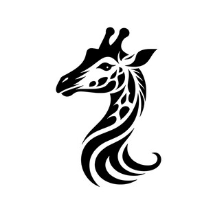 长颈鹿简约黑白艺术头像