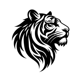 老虎头像简约黑白矢量图