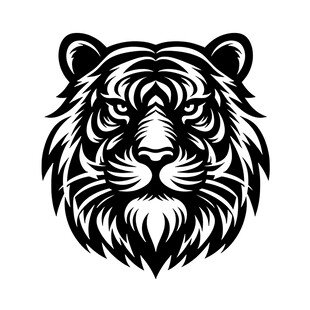 老虎头部黑白简约图案