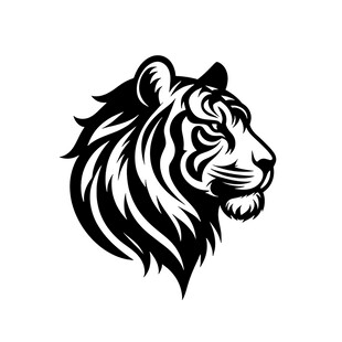 黑白老虎头像标志设计