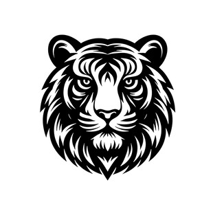 老虎头像黑白简约设计