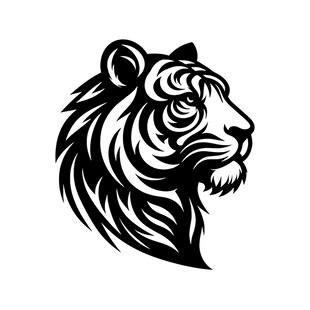 老虎头像黑白简约设计