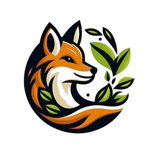 狐狸与绿叶创意标志设计