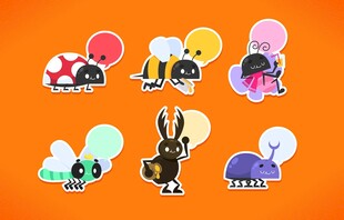 可爱卡通动物气球贴纸