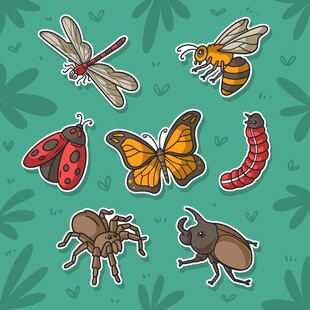 可爱昆虫贴纸集合