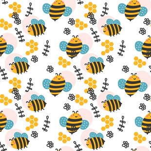 蜜蜂花朵图案背景