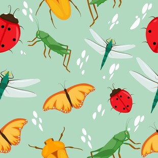 多彩昆虫插画图案
