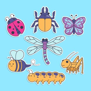 可爱昆虫卡通贴纸