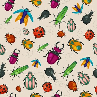 多彩昆虫图案背景纹理