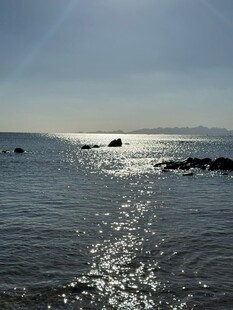 海边阳光照耀下的波光粼粼