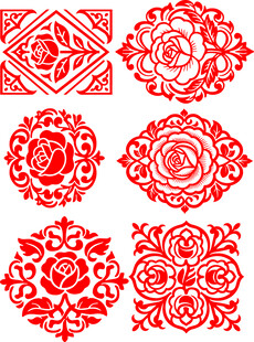 传统中式剪纸花纹图案