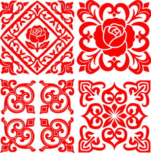传统中式红色花纹图案